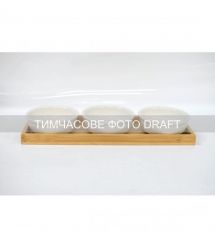 ARDESTO Набор соусников на подставке Midori, 3шт., 160мл, фарфор, бамбук