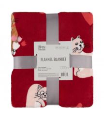 ARDESTO Плед Flannel 160х200см, 100% полиэстер, котики с сердечками.