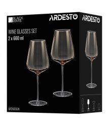 ARDESTO Набор бокалов для вина Black Mars 660мл, 2шт, стекло, золотистый