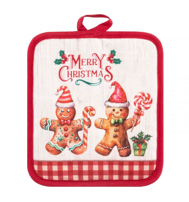 ARDESTO Прихватка Christmas Gingerbread 18х20см, 100% полиэстер (верх), 100% хлопок (низ), красный