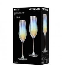 ARDESTO Набор бокалов для шампанского Black Mars 250мл, 2шт, стекло, прозрачный