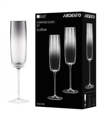 ARDESTO Набор бокалов для шампанского Black Mars 270мл, 2шт, стекло, серый