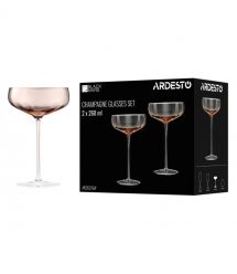 ARDESTO Набор бокалов для шампанского Black Mars 260мл, 2шт, стекло, золотистый