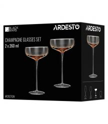 ARDESTO Набор бокалов для шампанского Black Mars 260мл, 2шт, стекло, золотистый