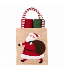 ARDESTO Подарочный набор полотенец в мешочке Christmas Santa 38х63см, 2шт, 100% хлопок, красный, зеленый