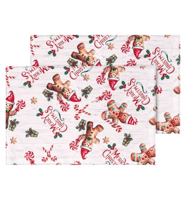 ARDESTO Набор салфеток серв. Christmas Gingerbread 30х45см, 2шт, 100% полиэстер, красный