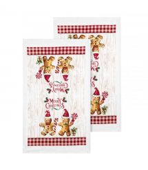 ARDESTO Подарочный набор полотенец в коробке Christmas Gingerbread 38х63см, 2шт, 100% хлопок, красный