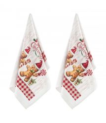 ARDESTO Подарочный набор полотенец в коробке Christmas Gingerbread 38х63см, 2шт, 100% хлопок, красный