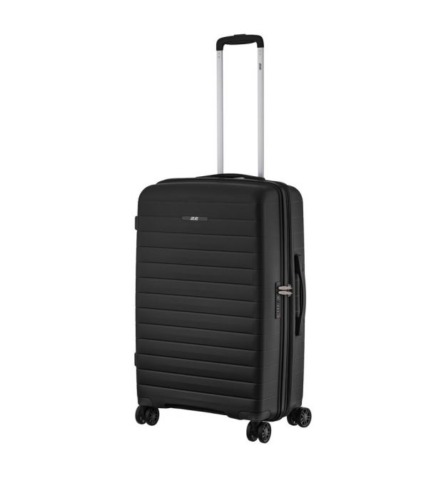 2E Чемодан, Aero, полипропилен, средний, 63/78 л, TSA, 4 колеса, EXP, черный