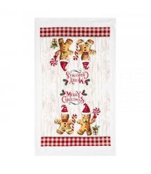 ARDESTO Подарочный набор для кухни Christmas Gingerbread, 3шт, 100% хлопок (полотенце), 100% полиэстер (прихватки), красный