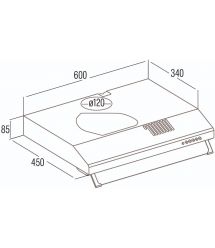 Cata Витяжка Cata пласка , 60см, 350м.куб/год, 3 швидк, LFK 6001 Wh, білий