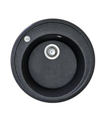 Adamant Набор кухонная Sun, искуственный камень, круглая, без крыла, 510x200мм, чаша - 1, врезная, графит + смеситель