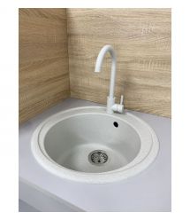 Adamant Набор кухоннаяSun, искуственный камень, круглая, без крыла, 510x200мм, чаша - 1, врезная, Old stone + смеситель