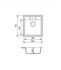Adamant Набор кухонная Brick, искуственный камень, квадрат, без крыла, 460x515x200мм, чаша - 1, врезная, серый + смеситель