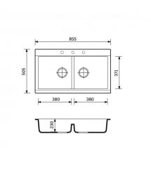 Adamant Набор кухонный Similar, искуственный камень, прямоуг., без крыла, 885x505x