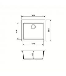 Adamant Набор кухонный Univer, искуственный камень, квадрат, без крыла, 560х500х