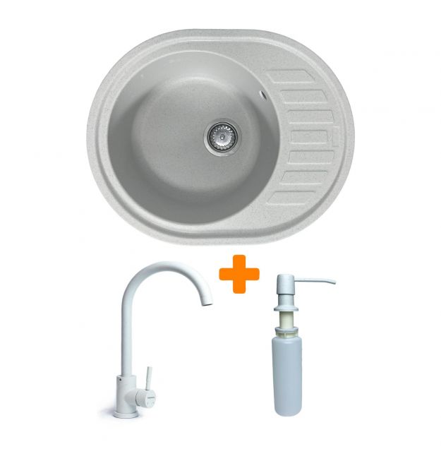 Adamant Набор кухонный Ovum, искуственный камень, овальная, с крылом, 615х495х20