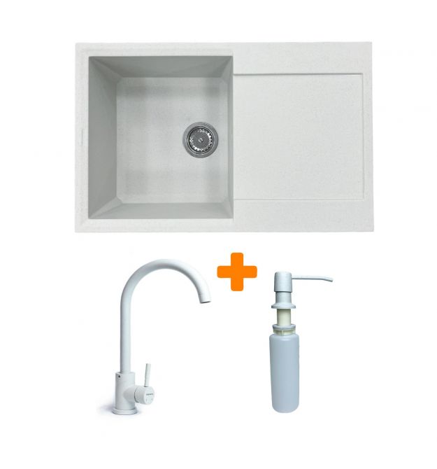 Adamant Набор кухонный Horizon, искуственный камень, прямоуг., с крылом, 780х495х