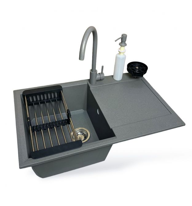 Adamant Набор кухонный Horizon, искуственный камень, прямоуг., с крылом, 780х495х