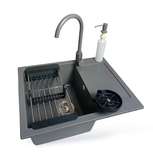 Adamant Набор кухонный Minimal, искуственный камень, прямоуг., с крылом, 615х495х