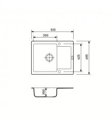 Adamant Набор кухонный Minimal, искуственный камень, прямоуг., с крылом, 615х495х200мм, чаша - 1, врезная, черный + смеситель