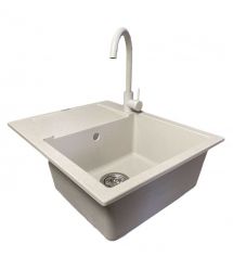 Adamant Набор кухонный Minimal, искуственный камень, прямоуг., с крылом, 615х495х200мм, чаша - 1, врезная, Avena + смеситель