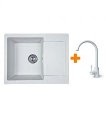 Adamant Набор кухонный Minimal, искуственный камень, прямоуг., с крылом, 615х495х200мм, чаша - 1, врезная, Avena + смеситель