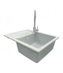 Adamant Набор кухонный Minimal, искуственный камень, прямоуг., с крылом, 615х495х200мм, чаша - 1, врезная, Avena + смеситель