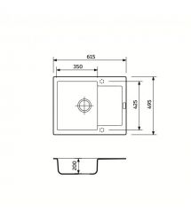 Adamant Набор кухонный Minimal, искуственный камень, прямоуг., с крылом, 615х495х200мм, чаша - 1, врезная, графит + смеситель
