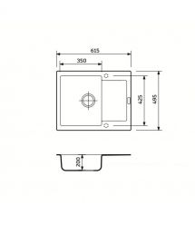Adamant Набор кухонный Minimal, искуственный камень, прямоуг., с крылом, 615х495х200мм, чаша - 1, врезная, серый + смеситель