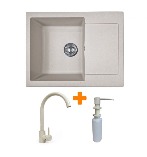 Adamant Набор кухонный Minimal, искуственный камень, прямоуг., с крылом, 615х495х