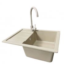 Adamant Набор кухонный Anila, искуственный камень, прямоуг., с крылом, 645х495х200мм, чаша - 1, врезная, Сахара + смеситель