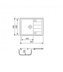 Adamant Набор кухонный Anila, искуственный камень, прямоуг., с крылом, 645х495х200мм, чаша - 1, врезная, серый + смеситель