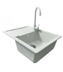 Adamant Набор кухонный Anila, искуственный камень, прямоуг., с крылом, 645х495х200мм, чаша - 1, врезная, Old stone + смеситель