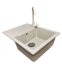 Adamant Набор кухонный Anila, искуственный камень, прямоуг., с крылом, 645х495х200мм, чаша - 1, врезная, Avena + смеситель