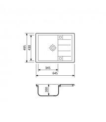 Adamant Набор кухонный Anila, искуственный камень, прямоуг., с крылом, 645х495х200мм, чаша - 1, врезная, Avena + смеситель
