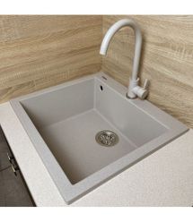 Adamant Мойка кухонная Adamant Univer, искуственный камень, квадрат, без крыла, 560х500х200мм, чаша - 1, врезная, Avena