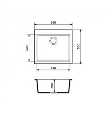 Adamant Мойка кухонная Adamant Univer, искуственный камень, квадрат, без крыла, 560х500х200мм, чаша - 1, врезная, Avena