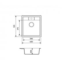 Adamant Мойка кухонная Brick, искуственный камень, квадрат, без крыла, 460x515x200мм, чаша - 1, врезная, Avena