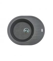 Adamant Мойка кухонная Ovum, искуственный камень, овальная, с крылом, 615х495х200мм, чаша - 1, врезная, серый