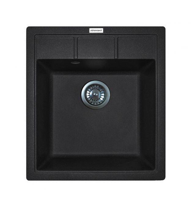 Adamant Мойка кухонная Brick, искуственный камень, квадрат, без крыла, 460x515x200мм, чаша - 1, врезная, черный