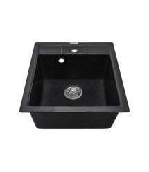 Adamant Мойка кухонная Brick, искуственный камень, квадрат, без крыла, 460x515x200мм, чаша - 1, врезная, черный