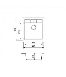 Adamant Мойка кухонная Brick, искуственный камень, квадрат, без крыла, 460x515x200мм, чаша - 1, врезная, черный