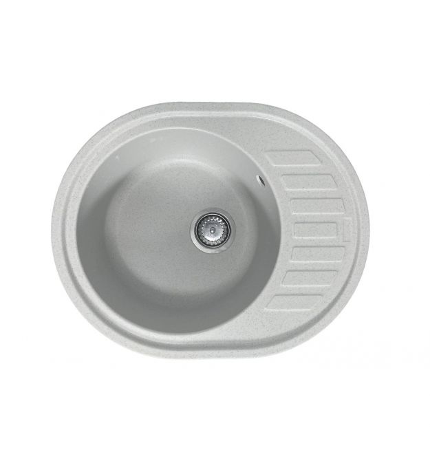 Adamant Мойка кухонная Ovum, искуственный камень, овальная, с крылом, 615х495х200мм, чаша - 1, врезная, Old stone