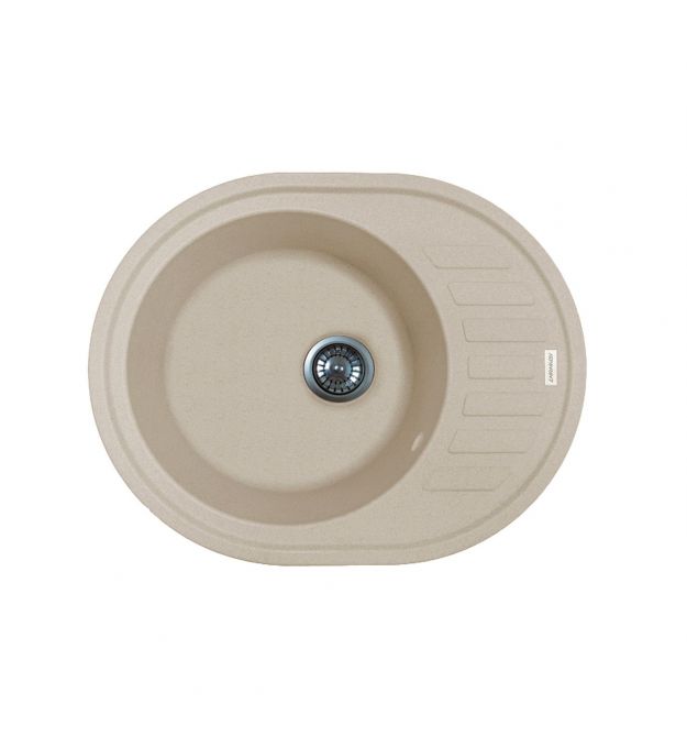 Adamant Мойка кухонная Ovum, искуственный камень, овальная, с крылом, 615х495х200мм, чаша - 1, врезная, Avena