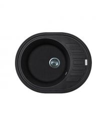 Adamant Мойка кухонная Ovum, искуственный камень, овальная, с крылом, 615х495х200мм, чаша - 1, врезная, черный