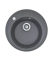 Adamant Мойка кухонная Sun, искуственный камень, круглая, без крыла, 510x200мм, чаша - 1, врезная, серый