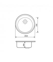 Adamant Мойка кухонная Sun, искуственный камень, круглая, без крыла, 510x200мм, чаша - 1, врезная, Old stone