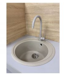 Adamant Мойка кухонная Sun, искуственный камень, круглая, без крыла, 510x200мм, чаша - 1, врезная, Avena