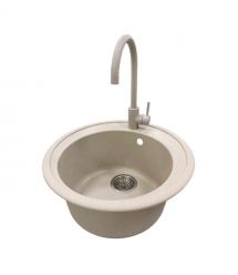 Adamant Мойка кухонная Sun, искуственный камень, круглая, без крыла, 510x200мм, чаша - 1, врезная, Avena